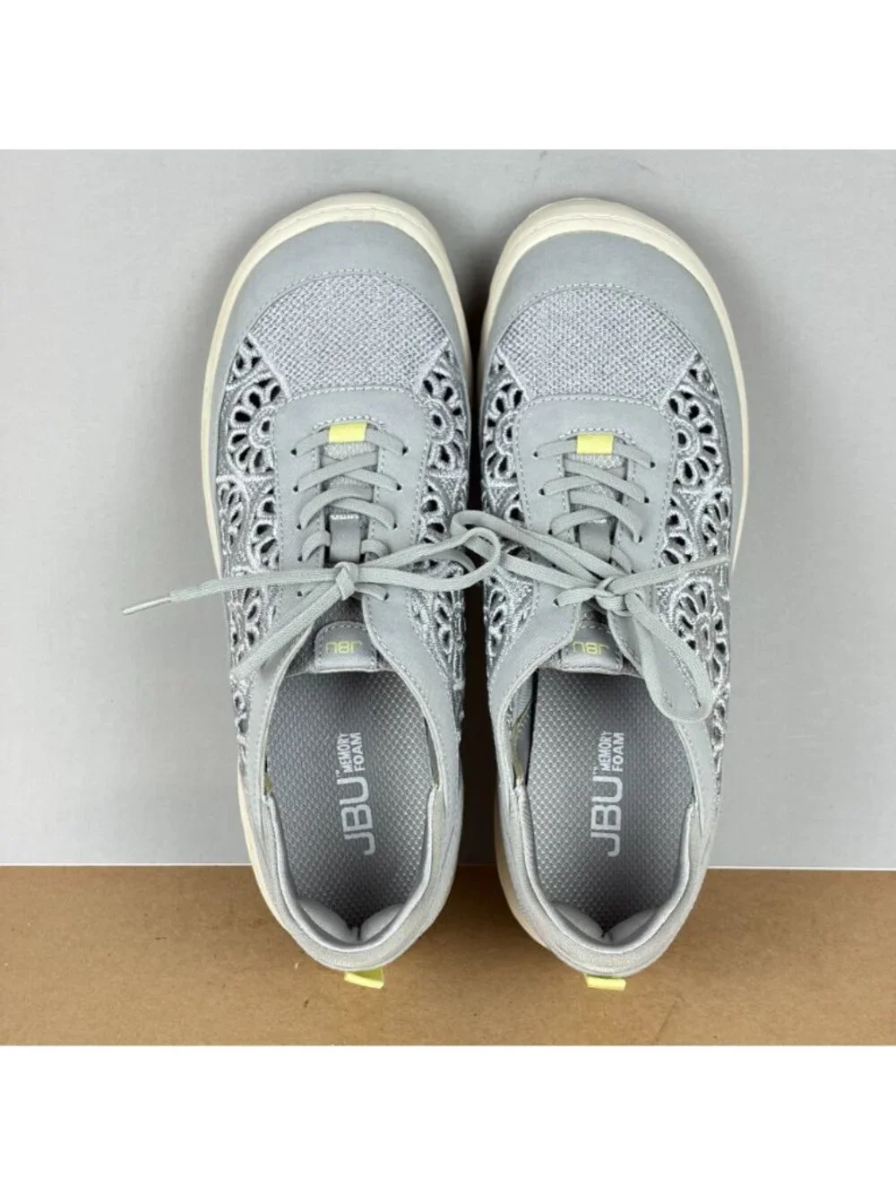 Jambu JBU Solar Casual Sneakers Womens 9 Gray Floral Crochet Low Top Lace Up